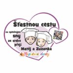 Samolepka srdíčko od Matěje a Zuzanky pro štěstí